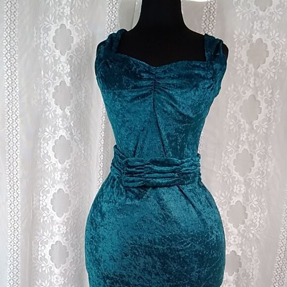 Style Retro Pinup Velvet Women's Dress Size Approximately XS S - Picture 2 of 15